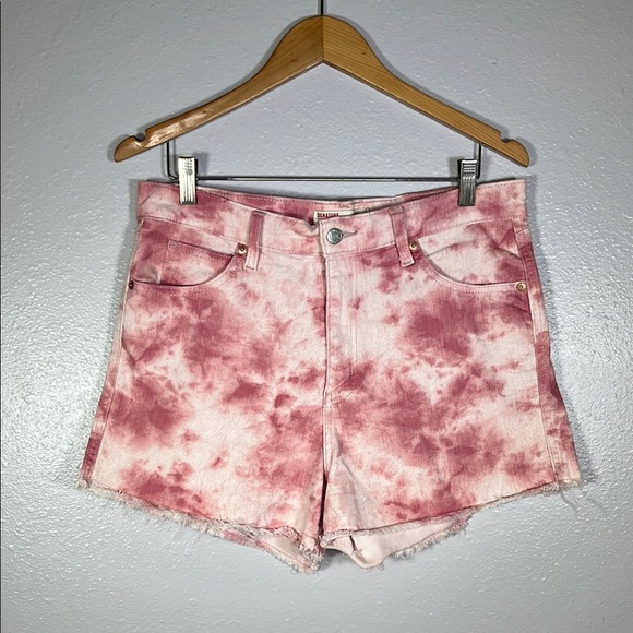 Levi's Pants - Levi’s pink tye dye heritage high rise raw denim shorts sz 12 | grunge festival